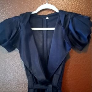 Blue puff short sleeve dress